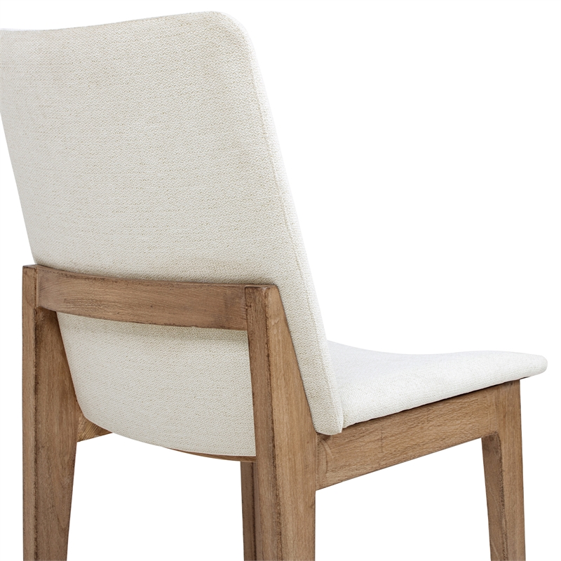 Auden Upholstered Reclaimed Pine Wood Dining Chair Set of 2 Light Beige Chenille