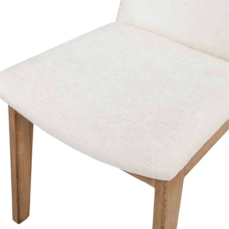 Auden Upholstered Reclaimed Pine Wood Dining Chair Set of 2 Light Beige Chenille
