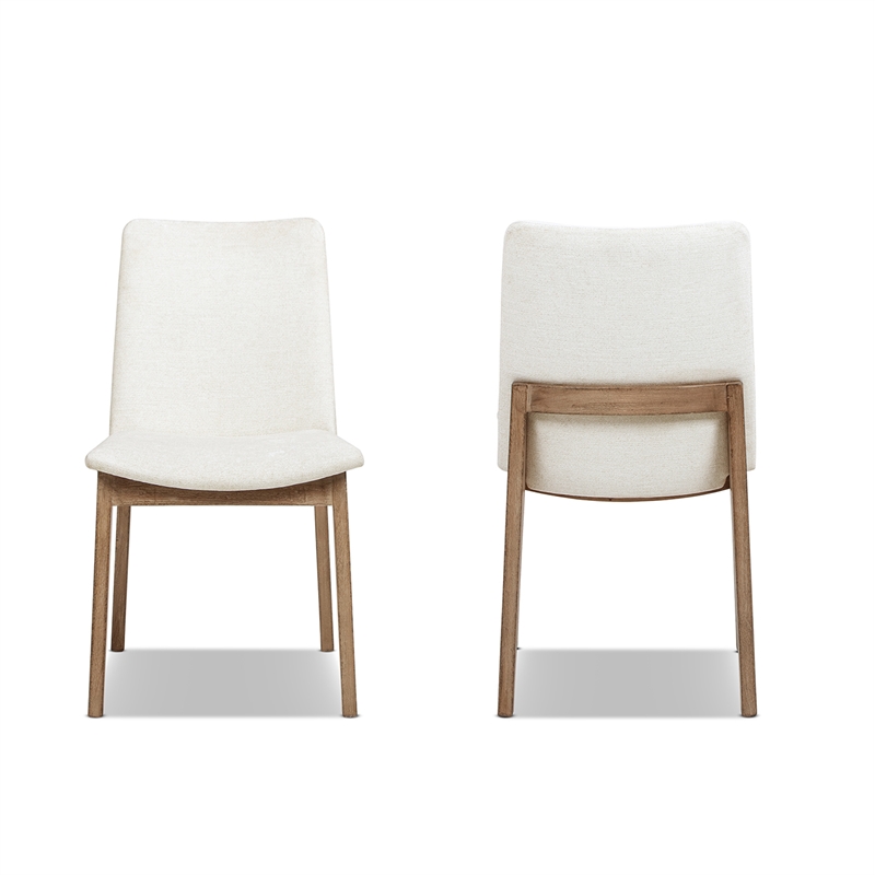 Auden Upholstered Reclaimed Pine Wood Dining Chair Set of 2 Light Beige Chenille