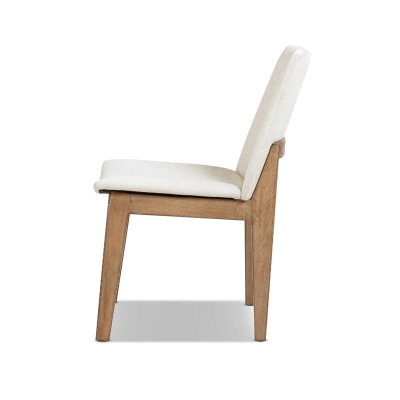 Auden Upholstered Reclaimed Pine Wood Dining Chair Set of 2 Light Beige Chenille