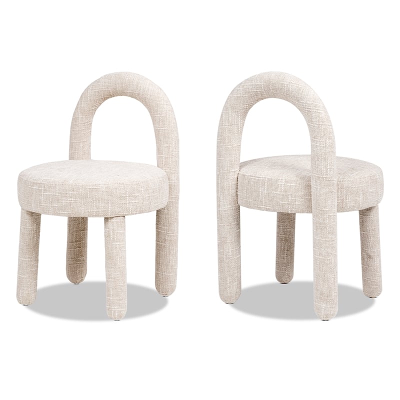 Penny Round Arched Upholstered Dining Side Chair Set of 2 Travertine Beige