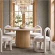 Penny Round Arched Upholstered Dining Side Chair Set of 2 Travertine Beige