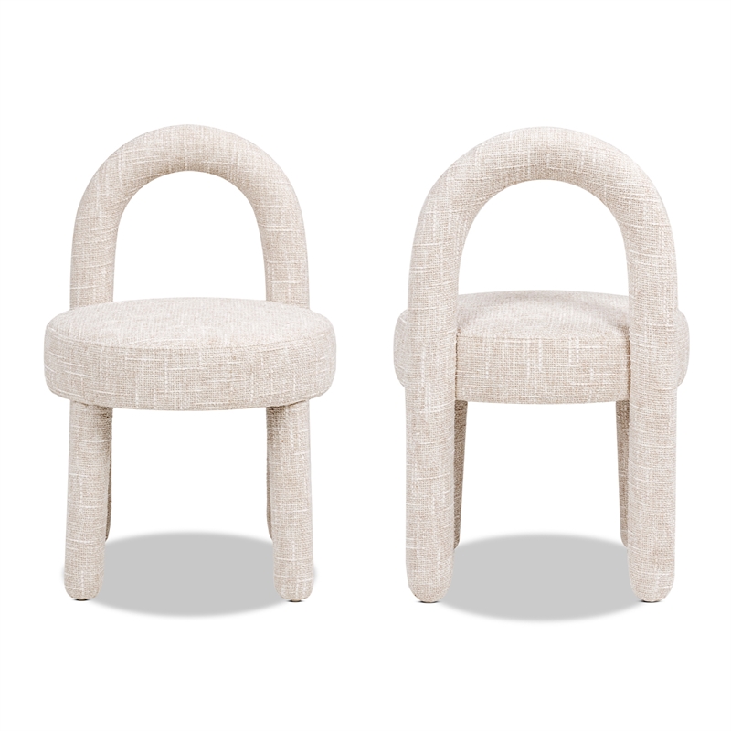 Penny Round Arched Upholstered Dining Side Chair Set of 2 Travertine Beige