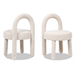 Penny Round Arched Upholstered Dining Side Chair Set of 2 Travertine Beige