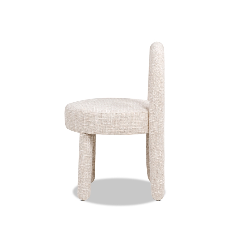 Penny Round Arched Upholstered Dining Side Chair Set of 2 Travertine Beige