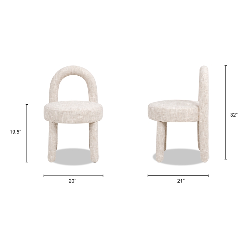 Penny Round Arched Upholstered Dining Side Chair Set of 2 Travertine Beige