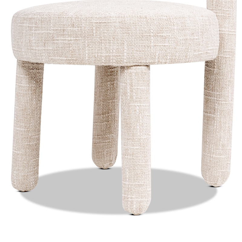 Penny Round Arched Upholstered Dining Side Chair Set of 2 Travertine Beige