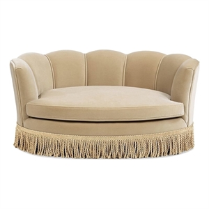 Clara 34.5&quot Scalloped Pet Sofa Bed Medium Fawn Brown Performance Velvet