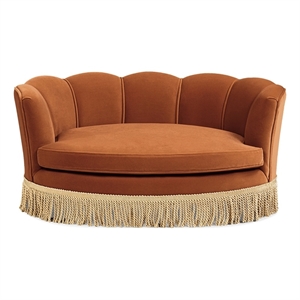 Clara 34.5&quot Scalloped Medium Pet Sofa Bed Burnt Orange Performance Velvet