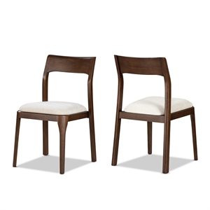 Bryson Upholstered Reclaimed Pine Dining Chair Set of 2 Beige Chenille