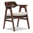 Hayes Curved Reclaimed Pine Dining Armchair Soft Light Beige Chenille