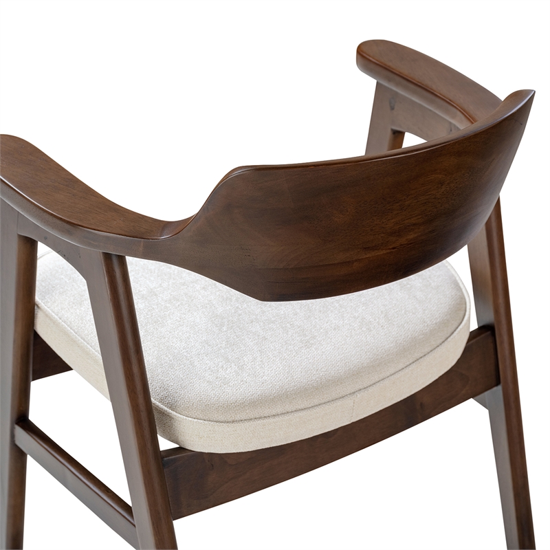 Hayes Curved Reclaimed Pine Dining Armchair Soft Light Beige Chenille