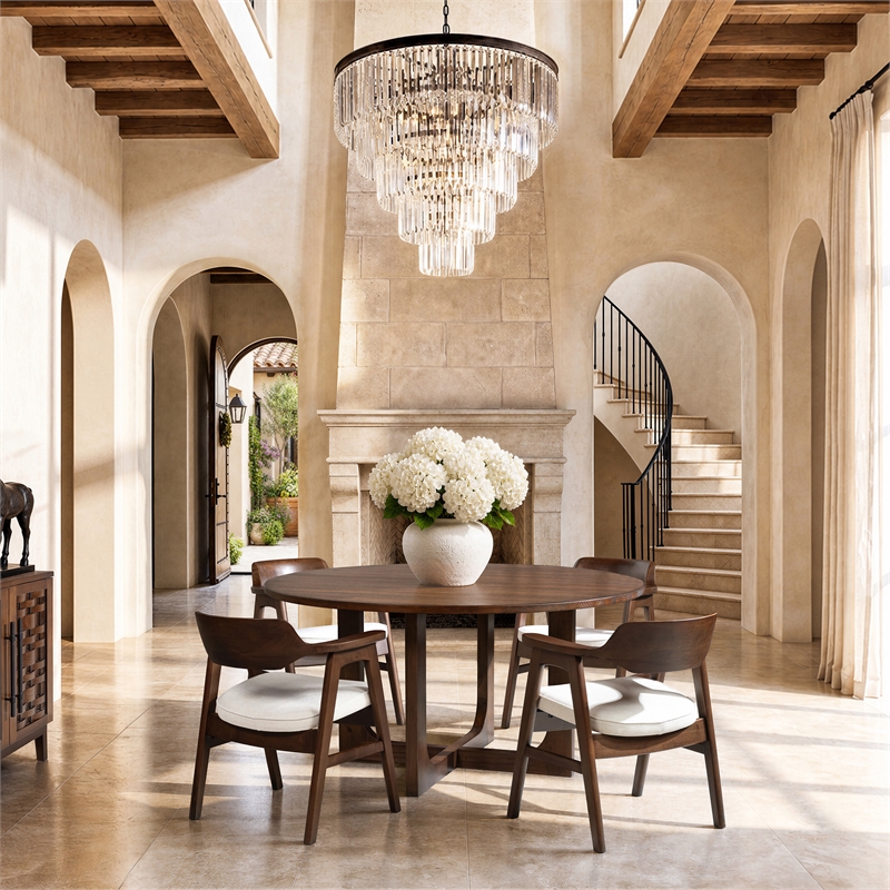 Hayes Curved Reclaimed Pine Dining Armchair Soft Light Beige Chenille