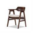 Hayes Curved Reclaimed Pine Dining Armchair Soft Light Beige Chenille
