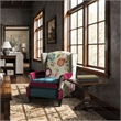 Anya Boho Chic Wingback Accent Arm Chair Teal-Blue Burgundy Floral