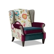 Anya Boho Chic Wingback Accent Arm Chair Teal-Blue Burgundy Floral