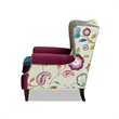 Anya Boho Chic Wingback Accent Arm Chair Teal-Blue Burgundy Floral