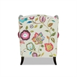 Anya Boho Chic Wingback Accent Arm Chair Teal-Blue Burgundy Floral