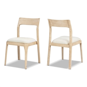 Bryson Upholstered Reclaimed Pine Wood Dining Chair Set of 2 Light Natural Brown