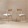 Bryson Upholstered Reclaimed Pine Wood Dining Chair Set of 2 Light Natural Brown