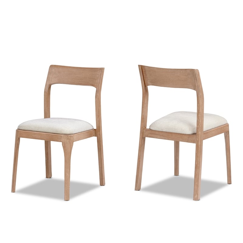 Bryson Upholstered Reclaimed Pine Wood Dining Chair Set of 2 Natural Brown