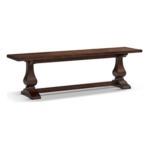 Whitmore 60&quot Reclaimed Pine Wood Trestle Dining Bench Dark Brown
