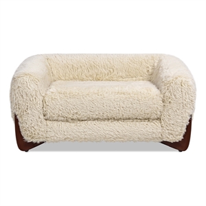 Alpine 36.5&quot Sherpa Dog Sofa Bed Medium Cream Beige Faux Fur
