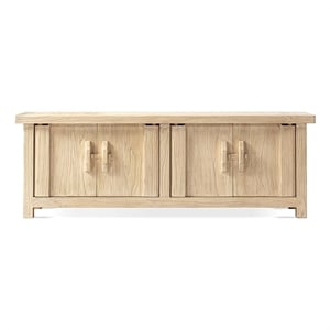 Rowan 68.5&quot Reclaimed Elm Wood 4-Door Cabinet Light Natural Brown