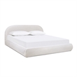 Archie Puffy Grounded Upholstered Platform Bed King Stone Beige Chenille