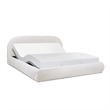 Archie Puffy Grounded Upholstered Platform Bed King Stone Beige Chenille