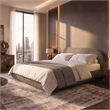 Archie Puffy Grounded Upholstered Platform Bed King Taupe Brown Chenille