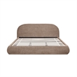 Archie Puffy Grounded Upholstered Platform Bed King Taupe Brown Chenille