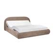 Archie Puffy Grounded Upholstered Platform Bed King Taupe Brown Chenille