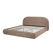 Archie Puffy Grounded Upholstered Platform Bed King Taupe Brown Chenille