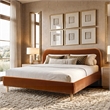 Roman Curved Headboard Upholstered Platform Bed King Burnt Orange Velvet