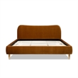 Roman Curved Headboard Upholstered Platform Bed King Burnt Orange Velvet