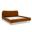 Roman Curved Headboard Upholstered Platform Bed King Burnt Orange Velvet