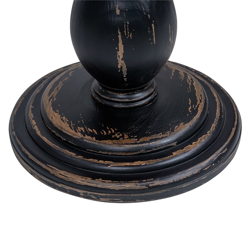 winslow 24&quot round reclaimed pine wood pedestal side table brown black