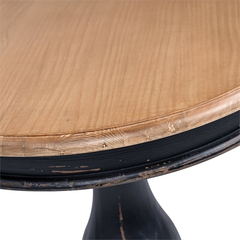 winslow 24&quot round reclaimed pine wood pedestal side table brown black