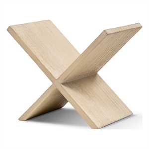 Otto 9&quot Tall X-Shaped Wood Display Shelf Brushed White Reclaimed Pine Wood