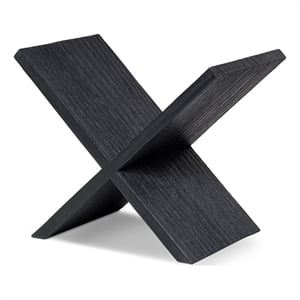 Otto 9&quot Tall X-Shaped Wood Display Shelf Matte Black Reclaimed Pine Wood