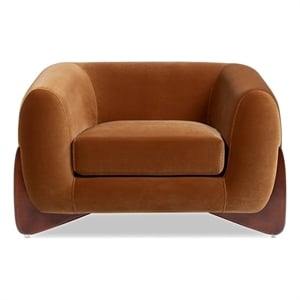 Alpine 44&quot Sherpa Arm Chair Burnt Orange Performance Velvet