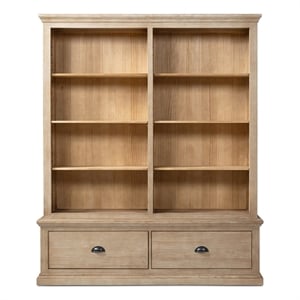 Evran 80&quot Tall Solid Reclaimed Pine Wood Display & Storage Cabinet Greige