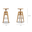 Spencer Minimalist Adjustable Bar Counter Stool Natural Brown Oak Wood