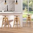 Spencer Minimalist Adjustable Bar Counter Stool Natural Brown Oak Wood