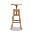 Spencer Minimalist Adjustable Bar Counter Stool Natural Brown Oak Wood