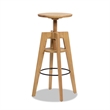 Spencer Minimalist Adjustable Bar Counter Stool Natural Brown Oak Wood