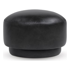 Fuji 15&quot Mushroom Footstool Ottoman Vintage Black Brown Faux Leather