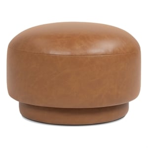 Fuji 15&quot Mushroom Footstool Ottoman Caramel Tan Brown Faux Leather