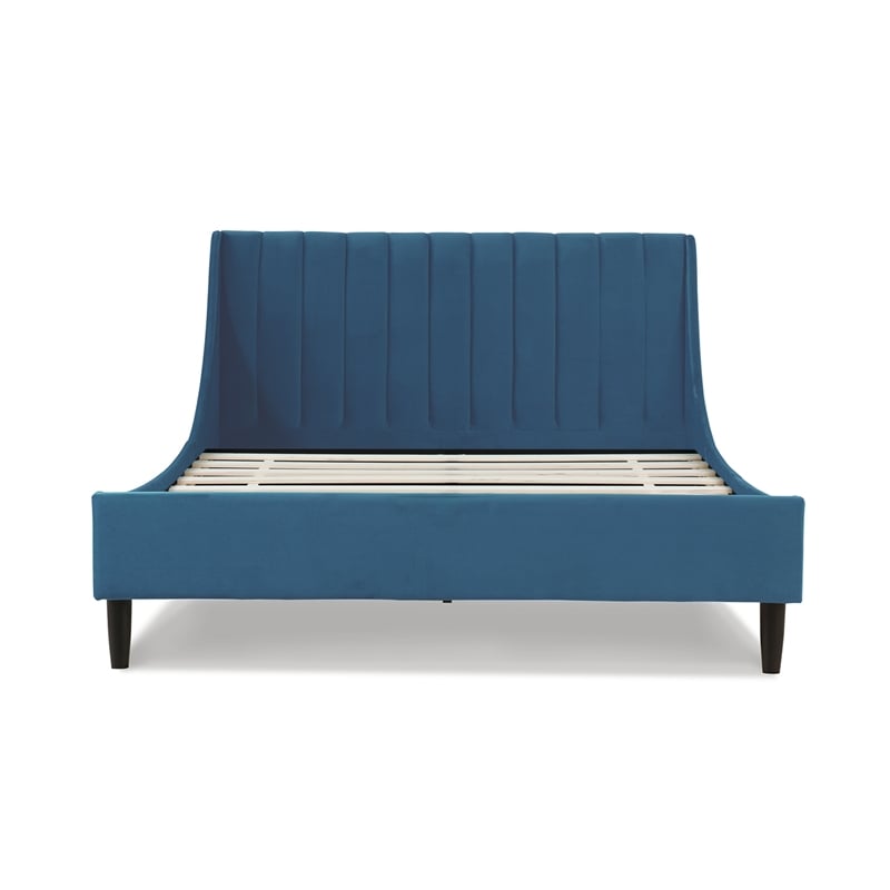 Sandy Wilson Home Aspen Tufted Headboard Platform Bed Queen Satin Teal Velvet